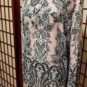 Light pink with black/white paisley print-B102